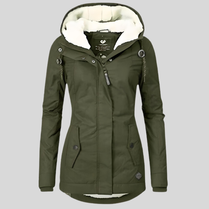 Damen Wasserdichte Winterjacke Mit Kapuze Und Kuscheligem Futter
