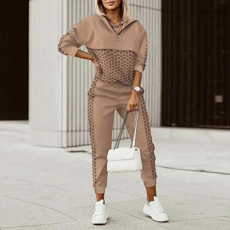 Damen Tracksuit Karo Outdoor Set Bequem