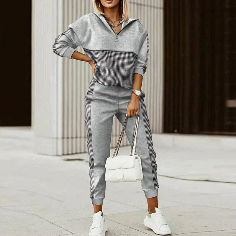 Damen Tracksuit Karo Outdoor Set Bequem