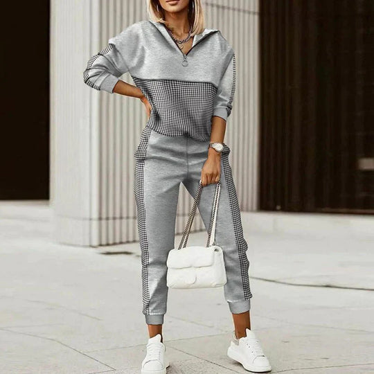 Damen Tracksuit Karo Outdoor Set Bequem