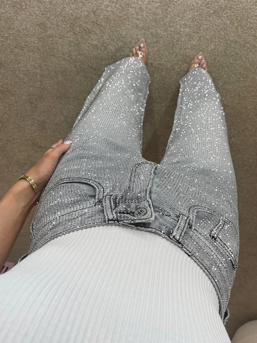 Jeans High Waist Diamant Details