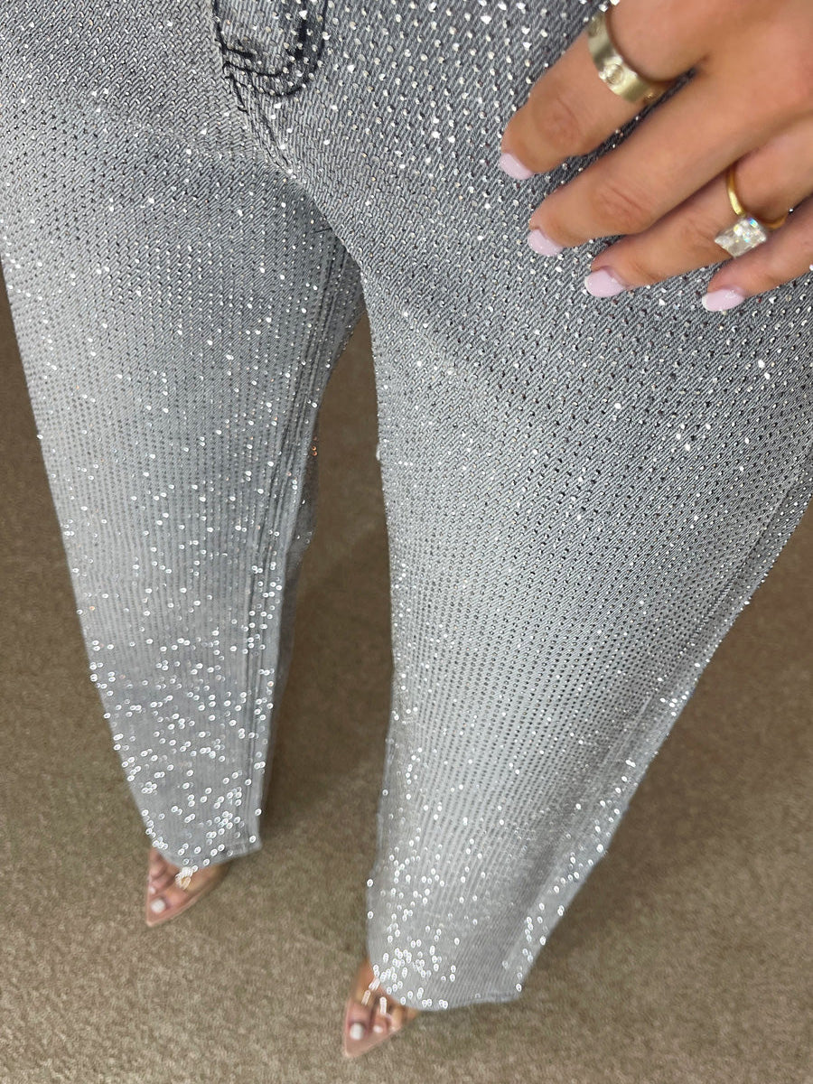 Jeans High Waist Diamant Details
