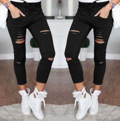 Bleistift-Hosen Plus Size Zerrissen Stretch