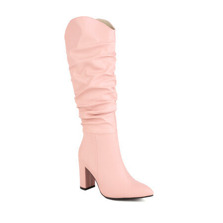 Damen Hohe Stiefel mit raffiniertem Falten-Design Fudus