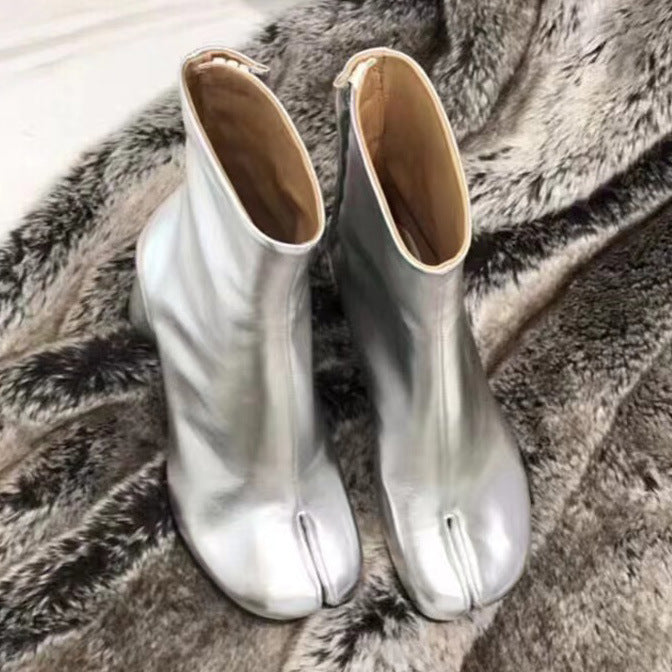 Knöchelstiefel Damen Metallic Split-Fuß Design