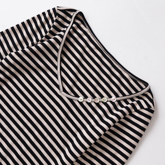 Damen Langarmshirt mit modischem V-Ausschnitt und eleganten Knopfdetails Fudus