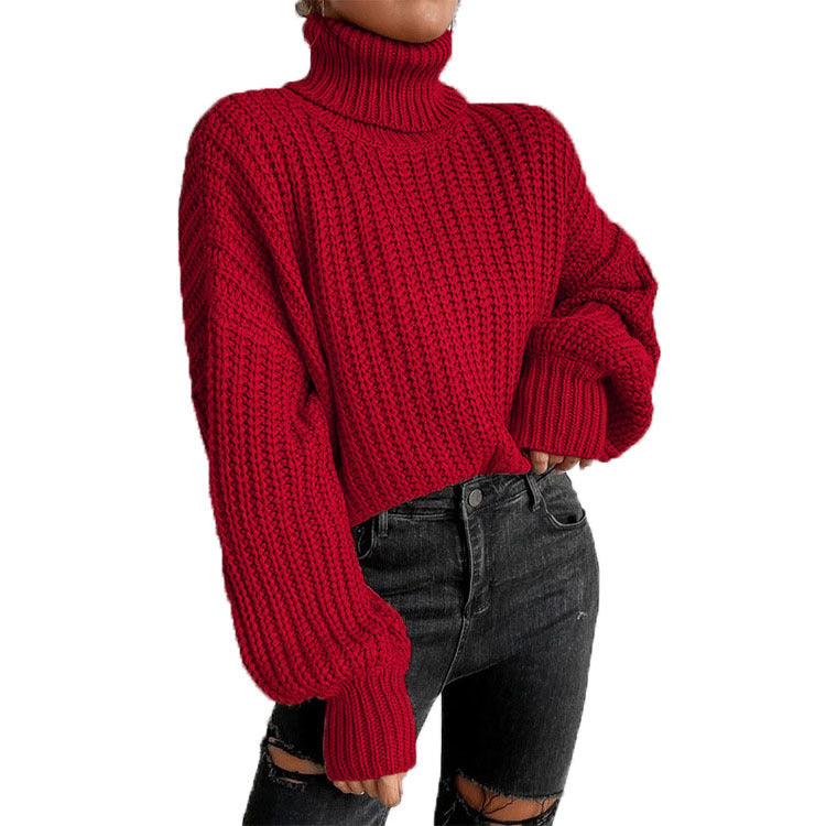 Damen kuscheliger Rollkragenpullover mit strukturiertem Strickmuster Fudus