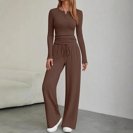 Damen Langärmliges Lounge-Set mit verstellbarem Taillenzug Fudus