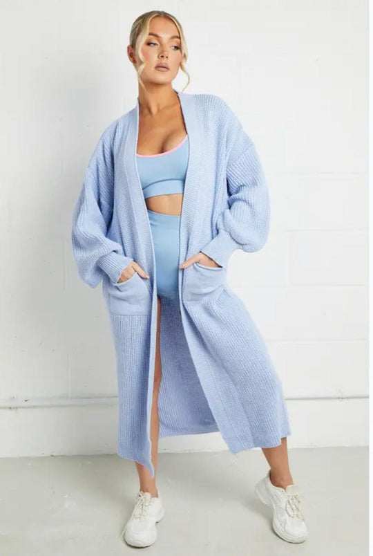 Damen Langstrickjacke mit grober Maschenstruktur und praktischen Taschen Fudus