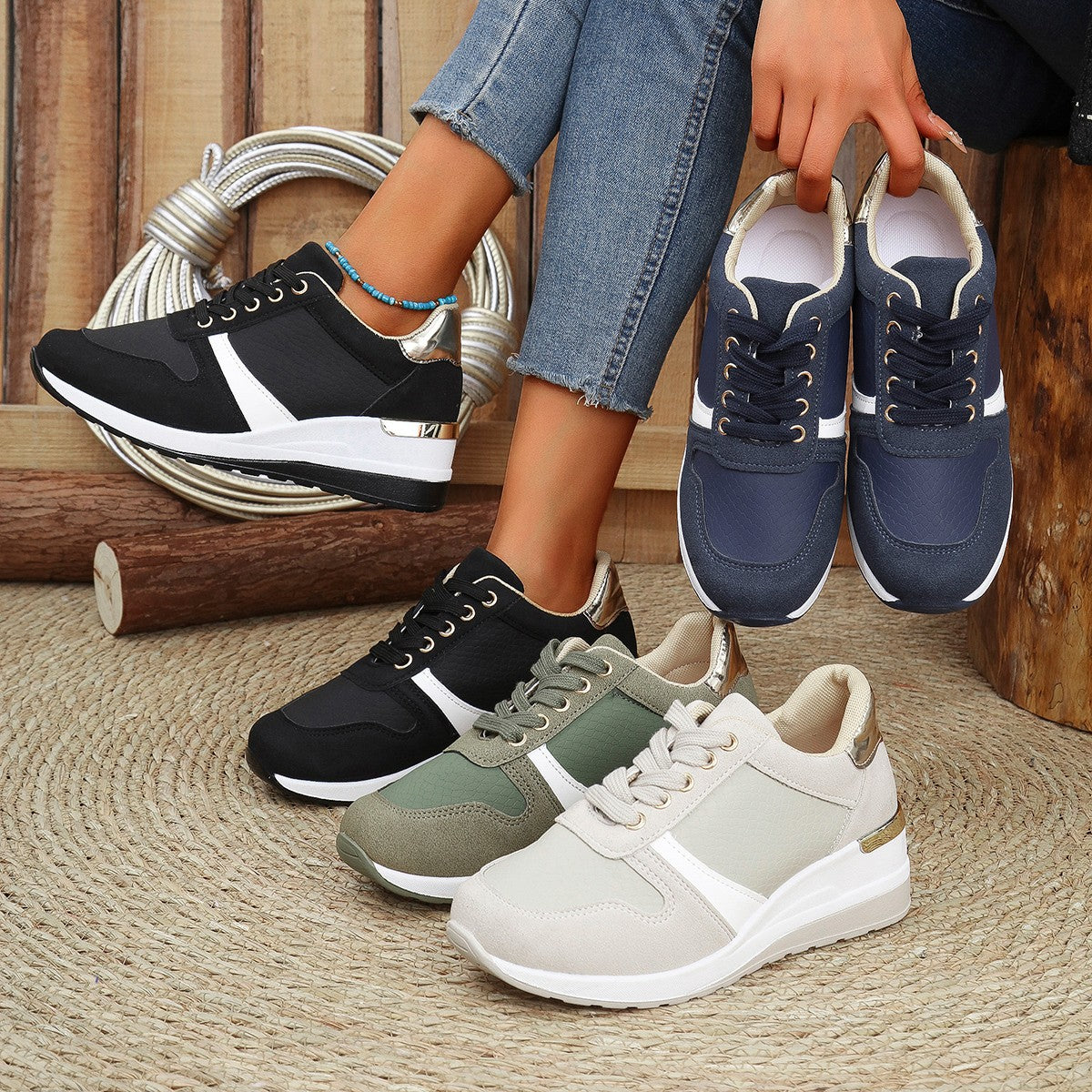 Damen Sneaker Mit Rutschfester Sohle Und Elegantem Design