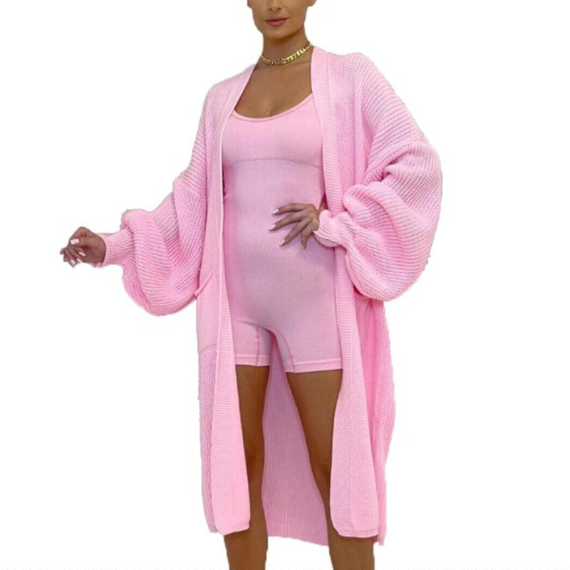 Damen Langstrickjacke mit grober Maschenstruktur und praktischen Taschen Fudus