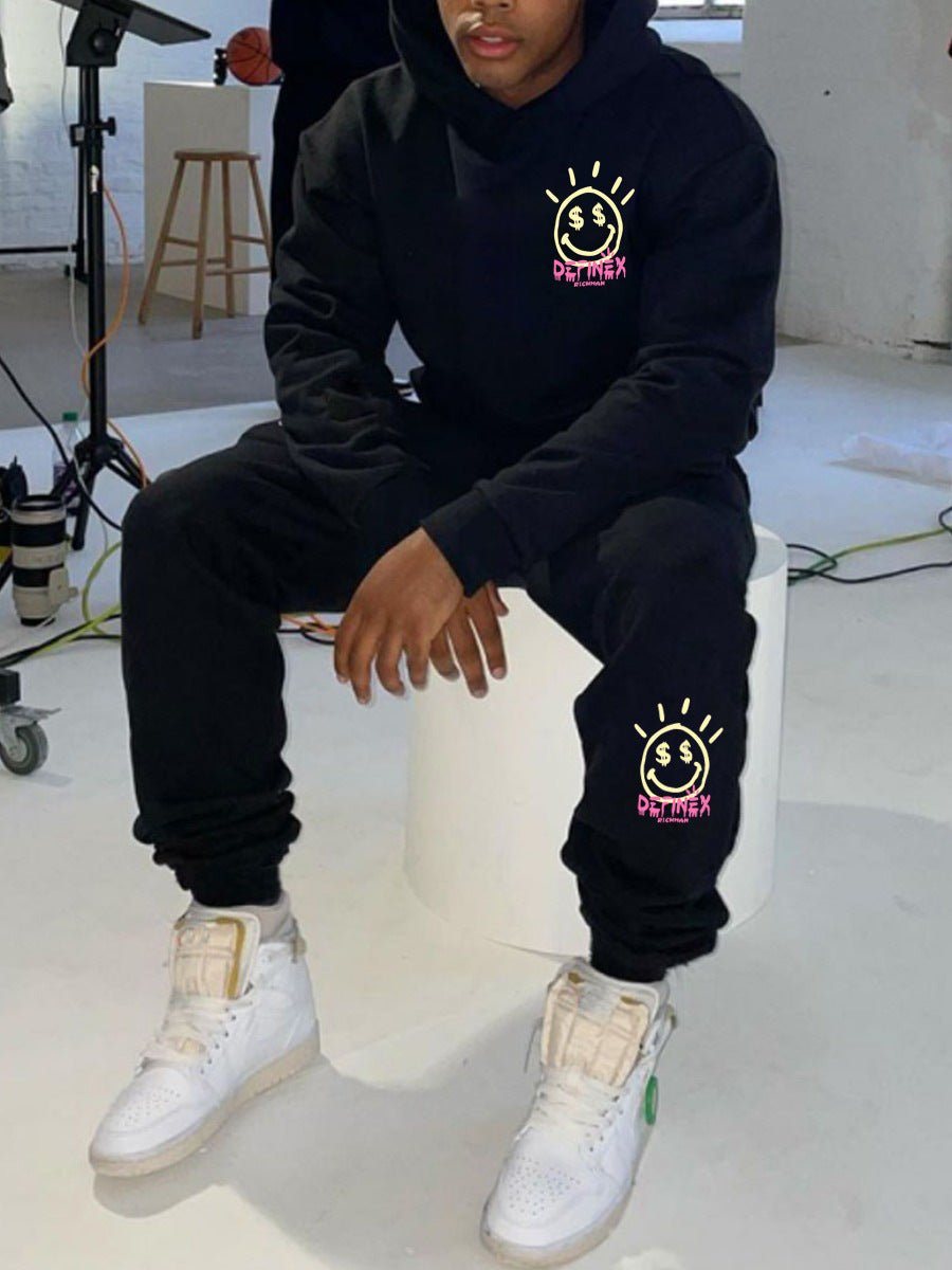 Damen Kapuzenpullover und Jogginghose Set mit lässigem Grafikdruck Fudus