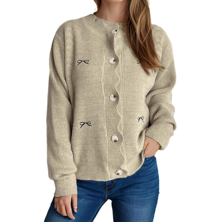 Damen Strickjacke mit verspieltem Knopf-Detail und schöner Struktur Fudus