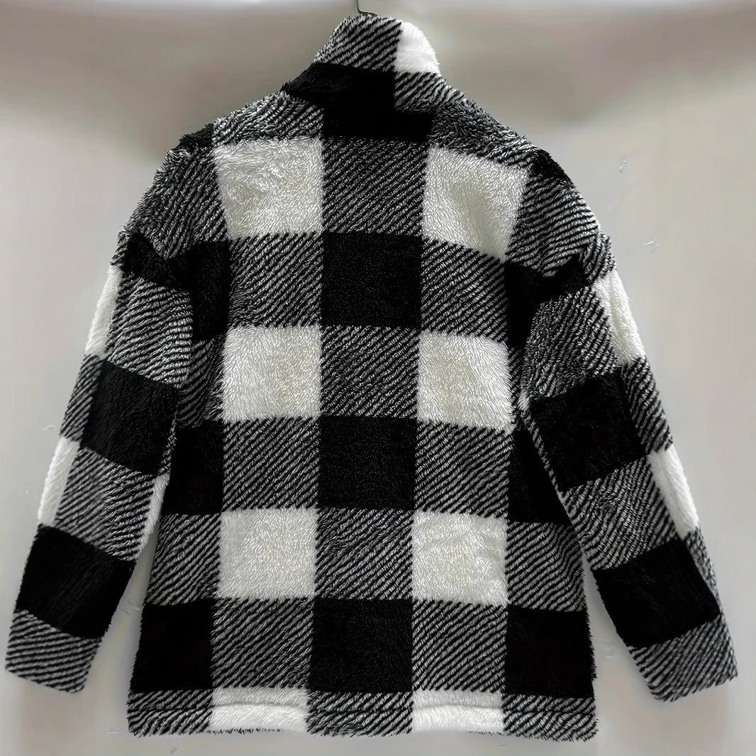 Damen Kuschelige Fleecejacke mit Karomuster Fudus