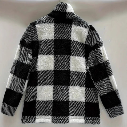 Damen Kuschelige Fleecejacke mit Karomuster Fudus