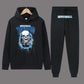 Damen Hoodie und Jogginghose Set mit auffälligem Skelettmotiv Fudus