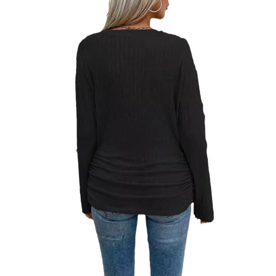 Damen Langärmliges Ripp-Oberteil mit taillierter Schnittführung Fudus