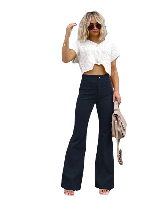 Damen Hochtaillierte Flared Jeans Fudus
