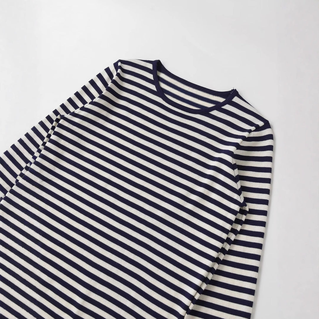 Damen Langarmshirt mit maritimen Streifen und Rundhalsausschnitt Fudus