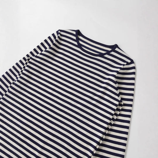 Damen Langarmshirt mit maritimen Streifen und Rundhalsausschnitt Fudus