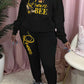 Damen Hoodie und Jogginghose Set mit kreativem "Queen Bee" Design Fudus