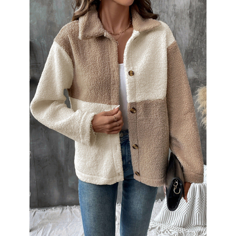 Damen kuschelweiche Fleecejacke mit Blockmuster Fudus