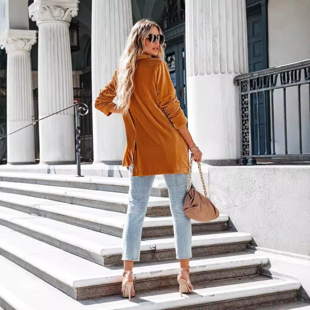 Damen Langer Cardigan mit Taschen und offenem Schnitt Fudus