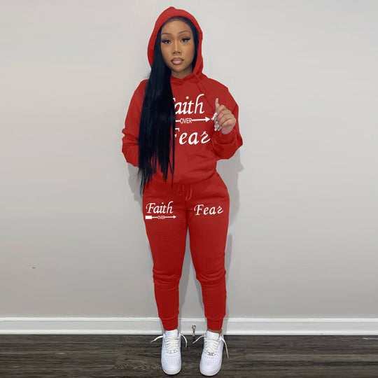 Damen Hoodie und Jogginghose Set mit inspirierendem Spruch Fudus