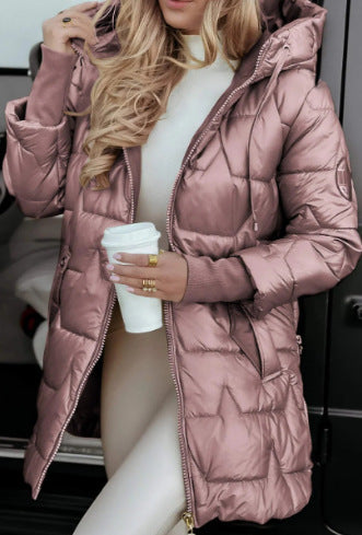 Damen Integrierte Kapuzenjacke mit steppendem Design Fudus