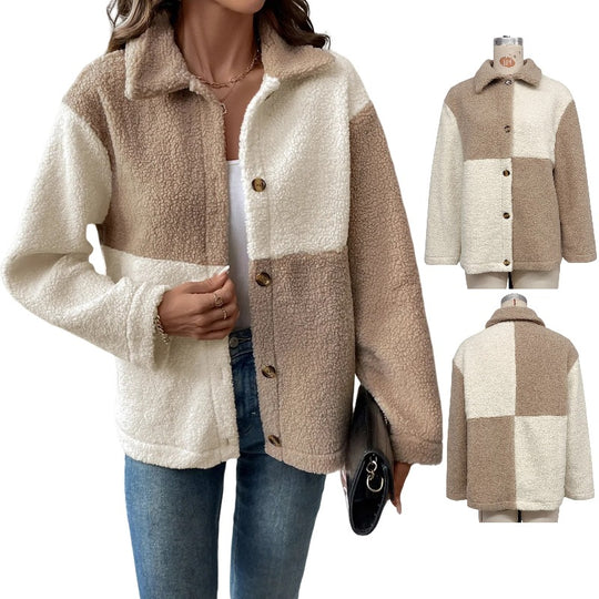 Damen kuschelweiche Fleecejacke mit Blockmuster Fudus