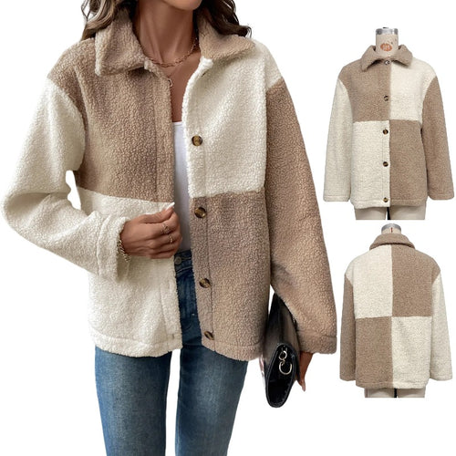 Damen kuschelweiche Fleecejacke mit Blockmuster Fudus