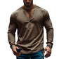 Herren Langarm Henley T-Shirt mit modernem Knopfverschluss und figurbetontem Schnitt Fudus