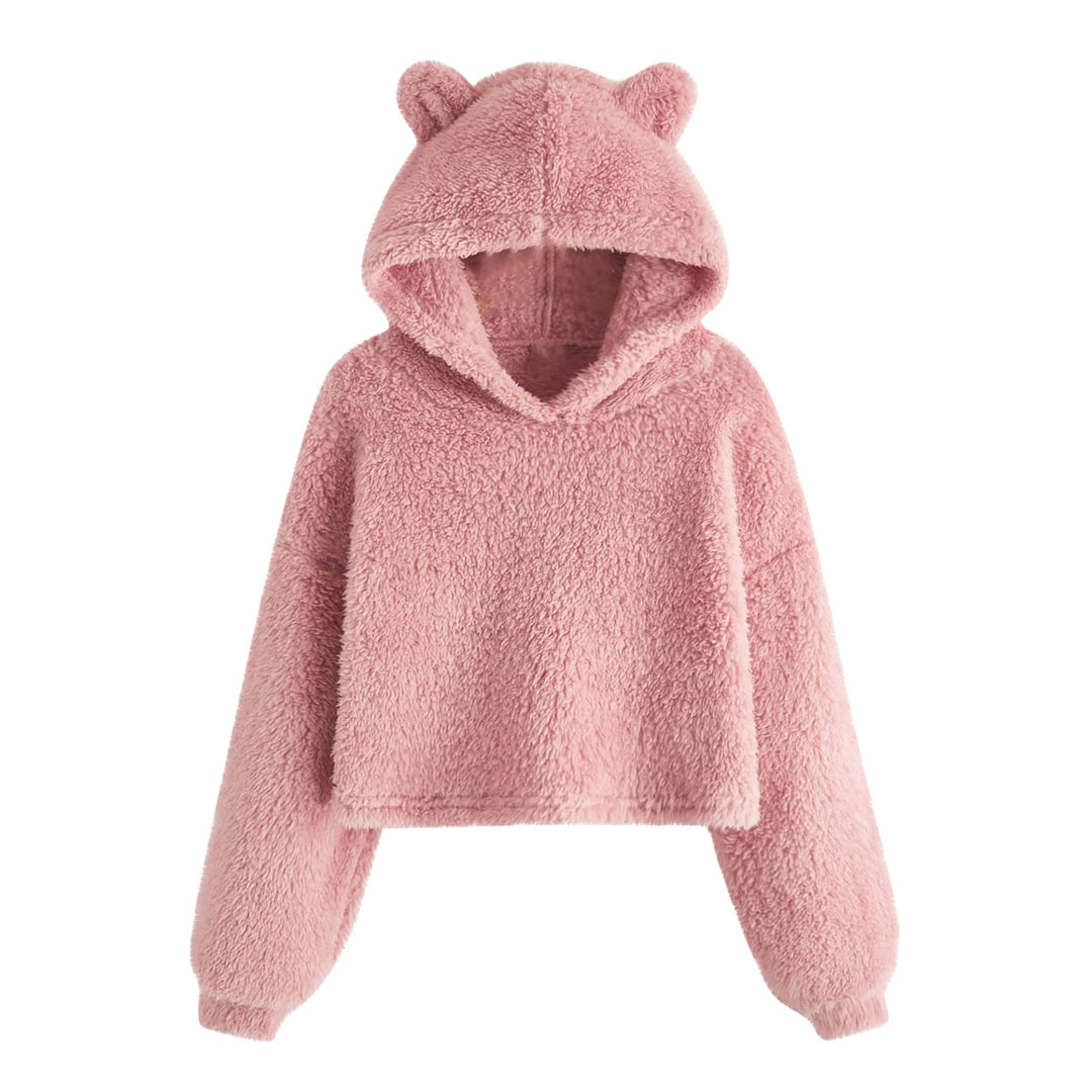 Damen Kuscheliger Fleece Hoodie mit Bärenohren Fudus