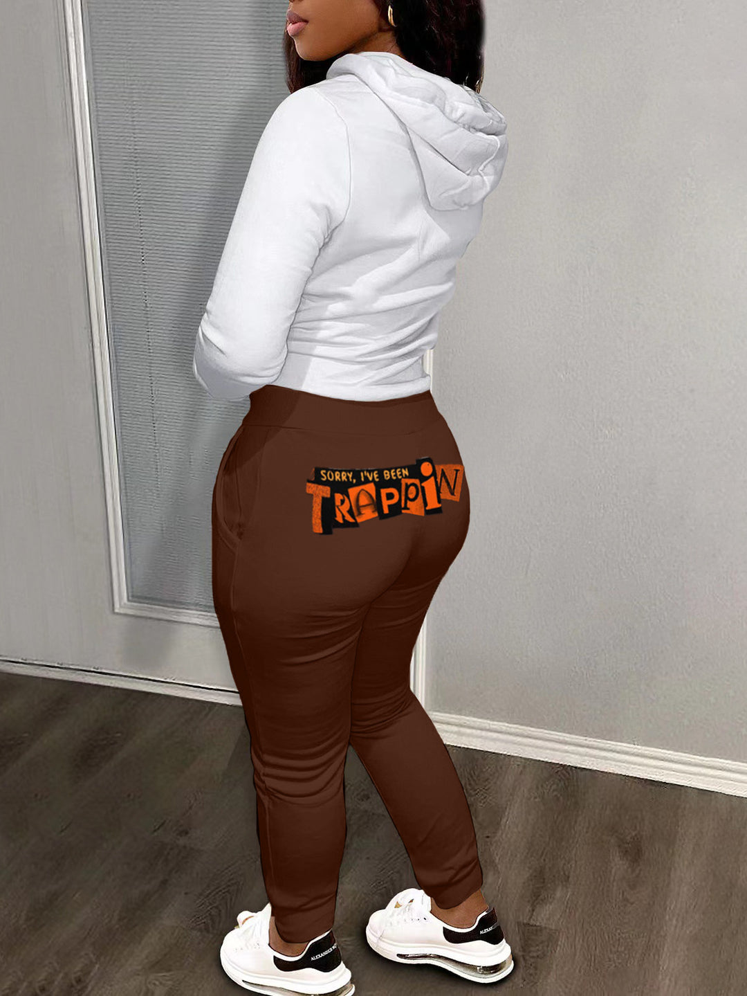 Damen Hoodie und Jogginghose Set mit kreativem Grafikdruck Fudus