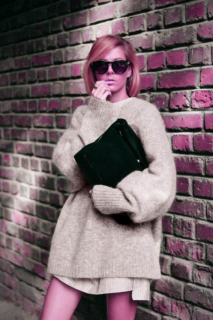 Damen Oversized Strickpullover mit hohem Kragen und extrem weichem Material Fudus