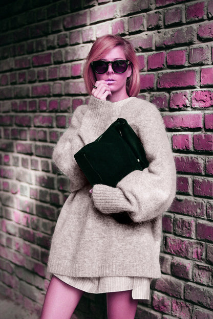 Damen Oversized Strickpullover mit hohem Kragen und extrem weichem Material Fudus