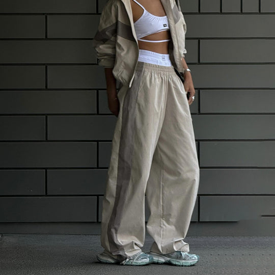 Damen lässige Freizeithose mit weitem Schnitt und elastischem Bund Fudus