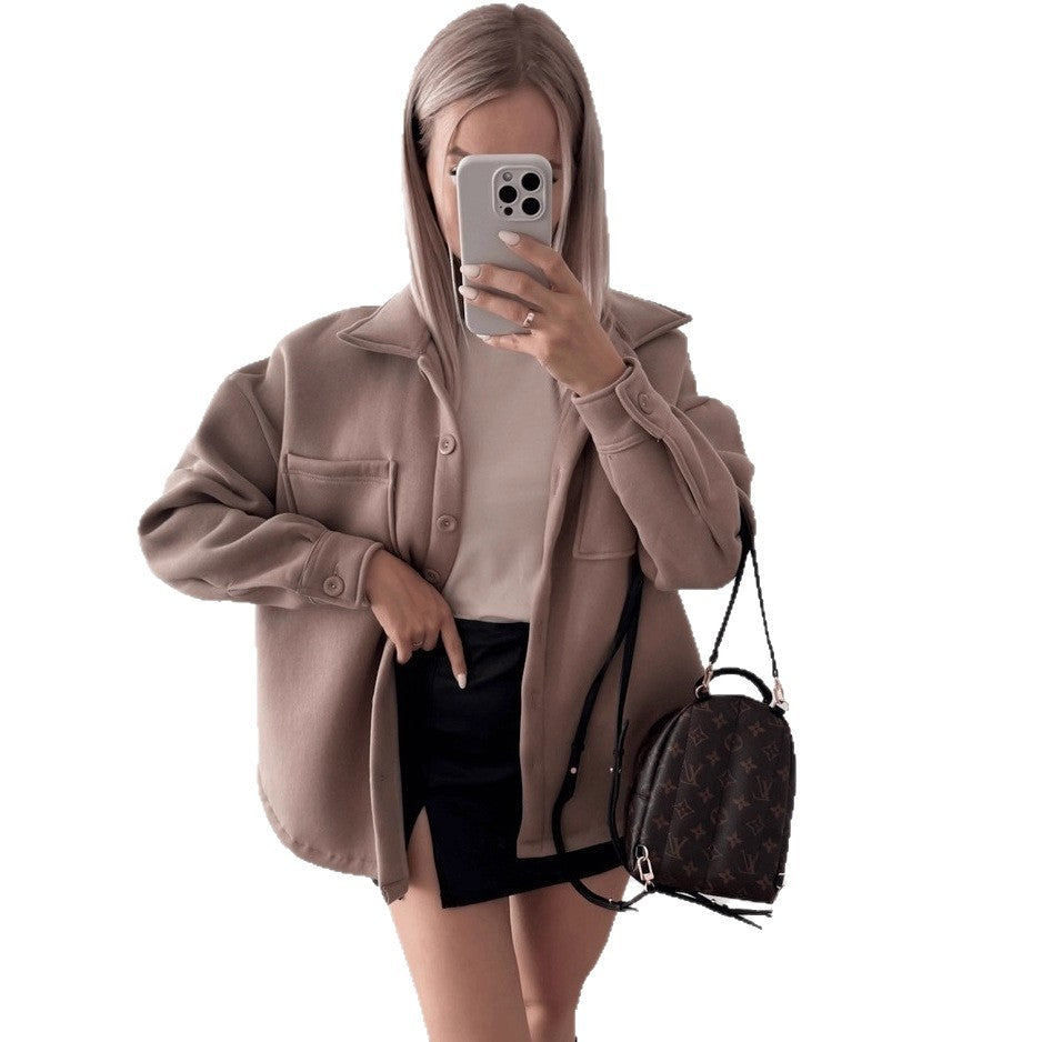 Damen Lässige Overshirtjacke mit praktischen Taschen Fudus