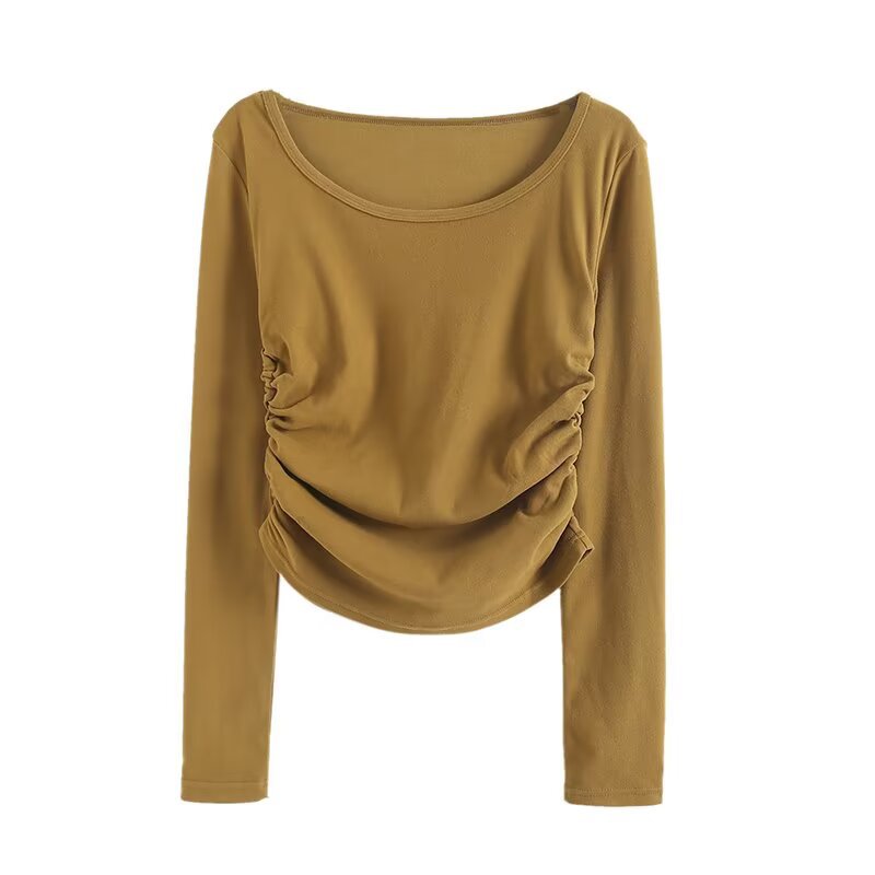 Damen langärmliges Shirt mit raffiniertem Drapé Fudus