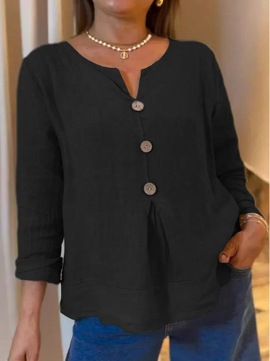 Damen lässige Bluse mit Knopfdetails und luftiger Schnittführung Fudus