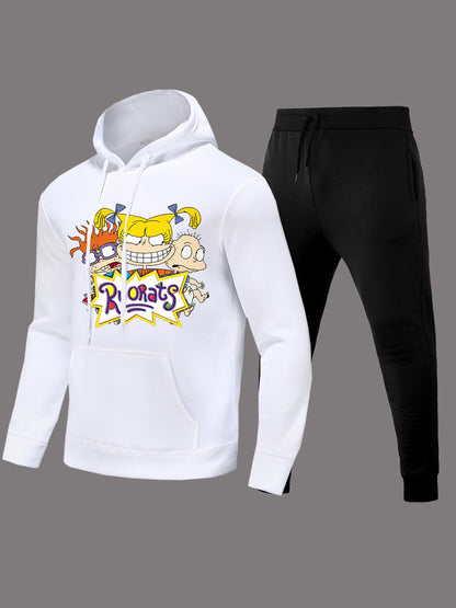 Damen Hoodie und Jogginghose Set mit kreativem Cartoon-Design Fudus