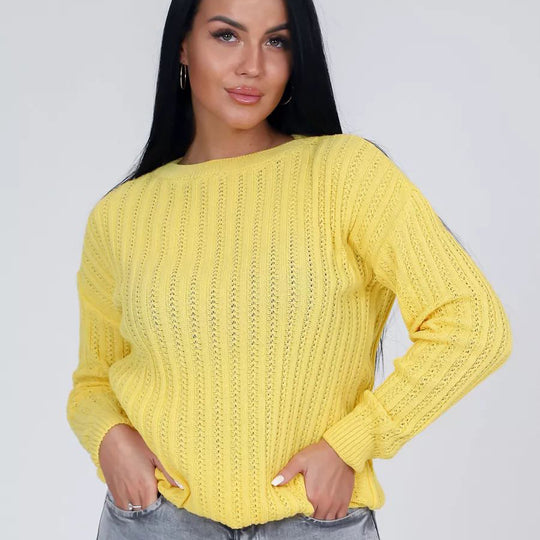 Damen Grobstrickpullover mit strukturiertem Muster Fudus