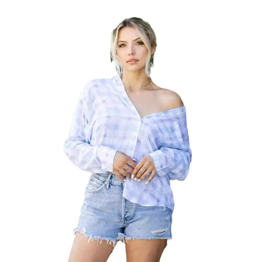 Damen Langärmlige Karo-Bluse Fudus