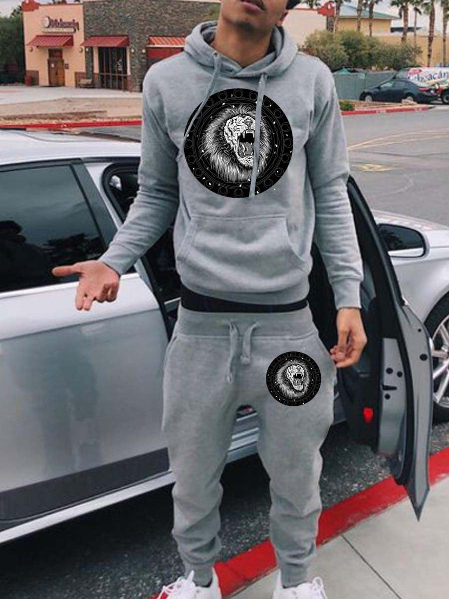 Damen Kapuzenpullover und Jogginghose Set mit innovativem Löwenmotiv Fudus