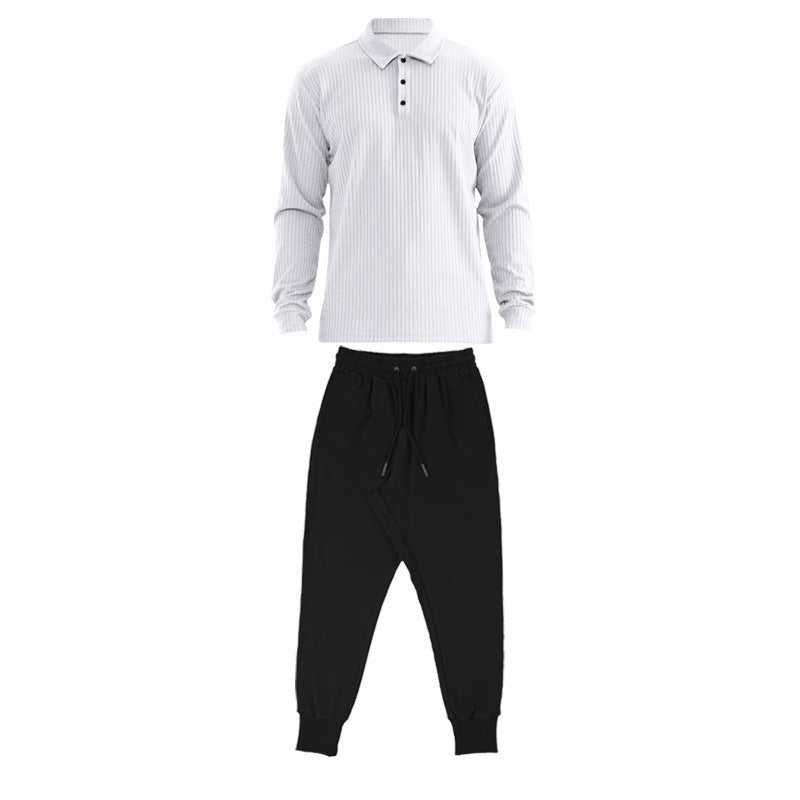 Herren Sportliches Langarm-Polo und Jogginghose Set Fudus