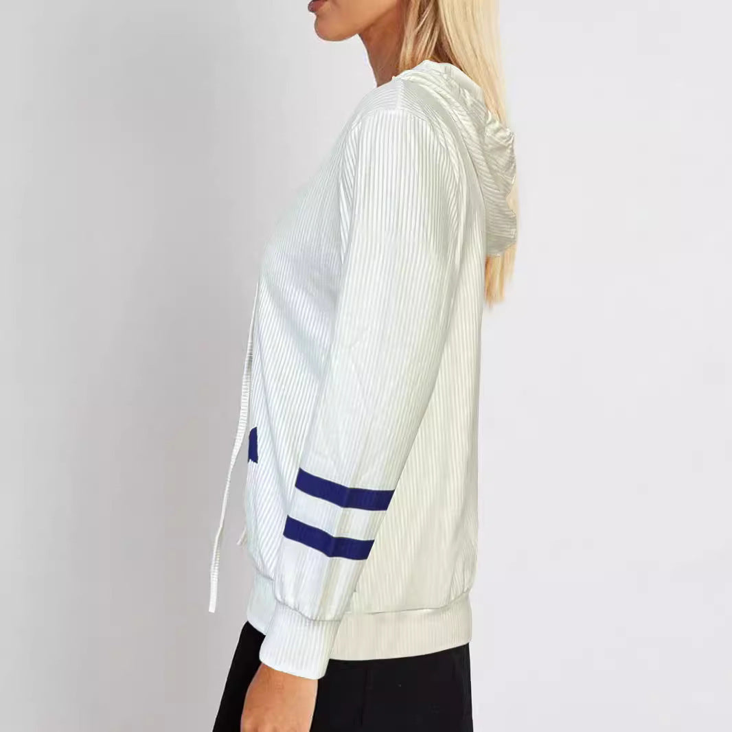 Damen modischer Kapuzenpullover mit maritimem Grafikdesign Fudus