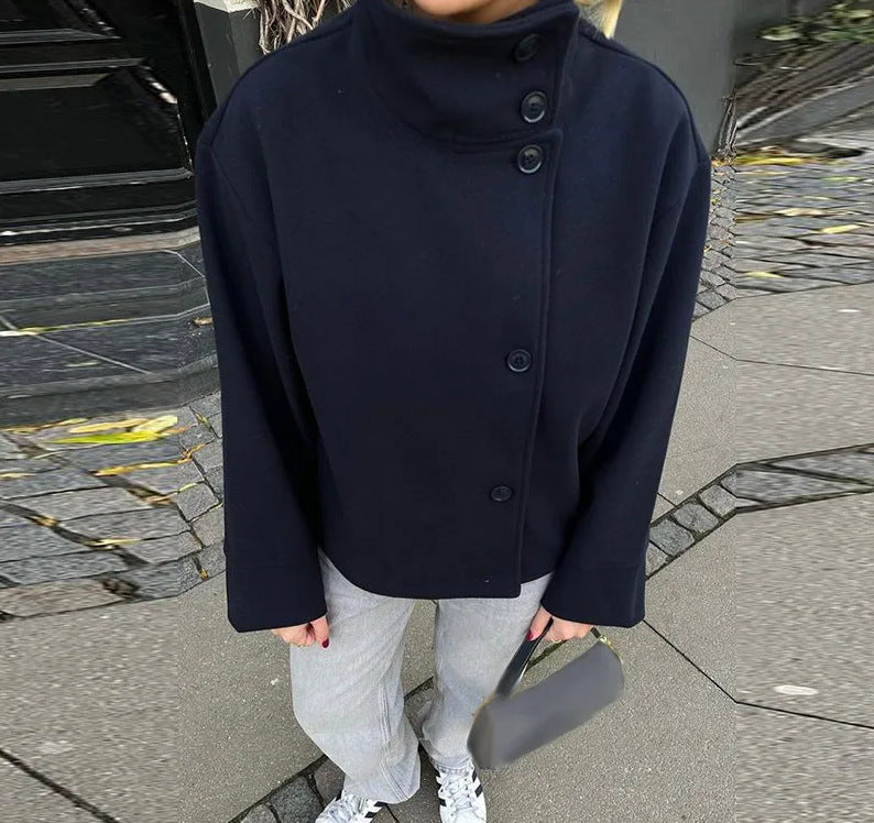 Damen lässige Blousonjacke mit hochschließendem Kragen Fudus