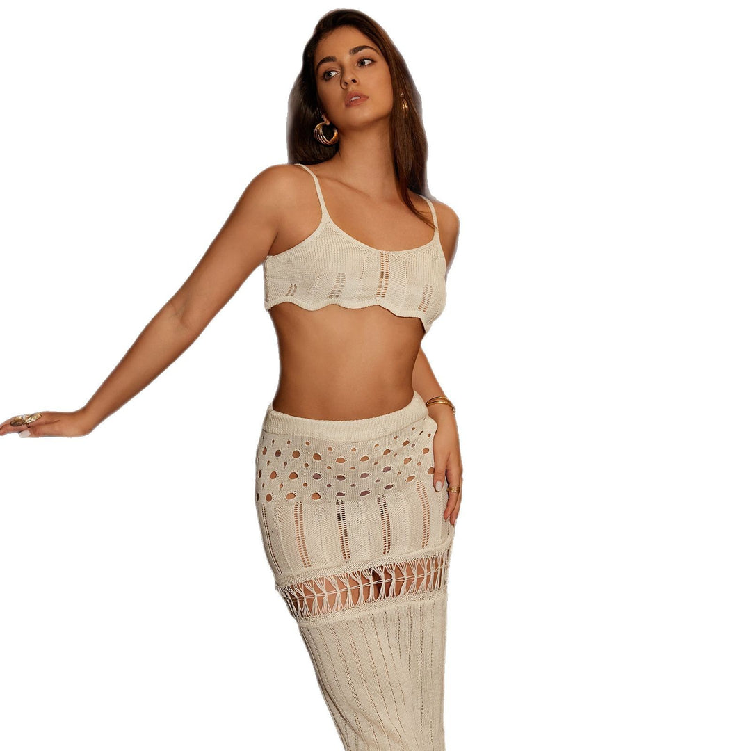 Damen Häkel-Bikini-Set mit raffinierten Lochmustern und figurbetonter Passform Fudus