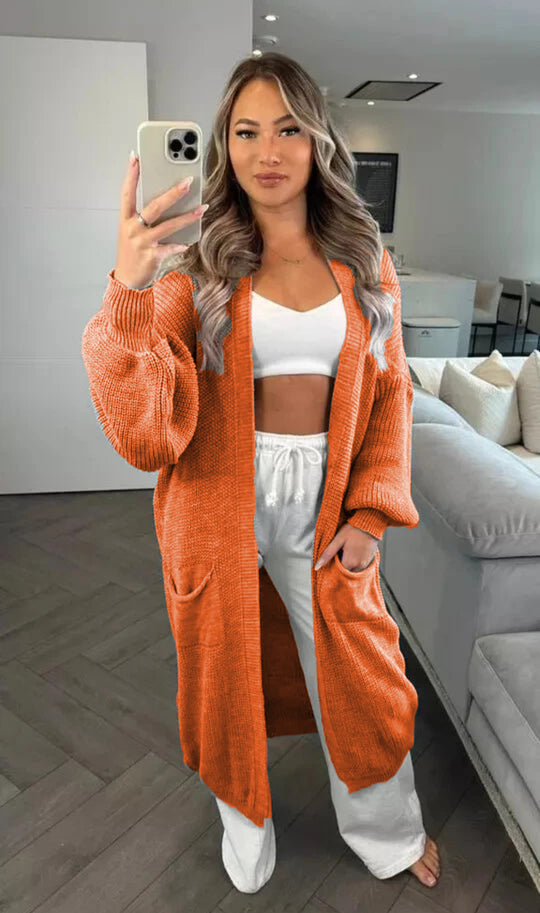 Damen Grobstrickcardigan im lässigen Oversized-Stil mit praktischen Taschen Fudus