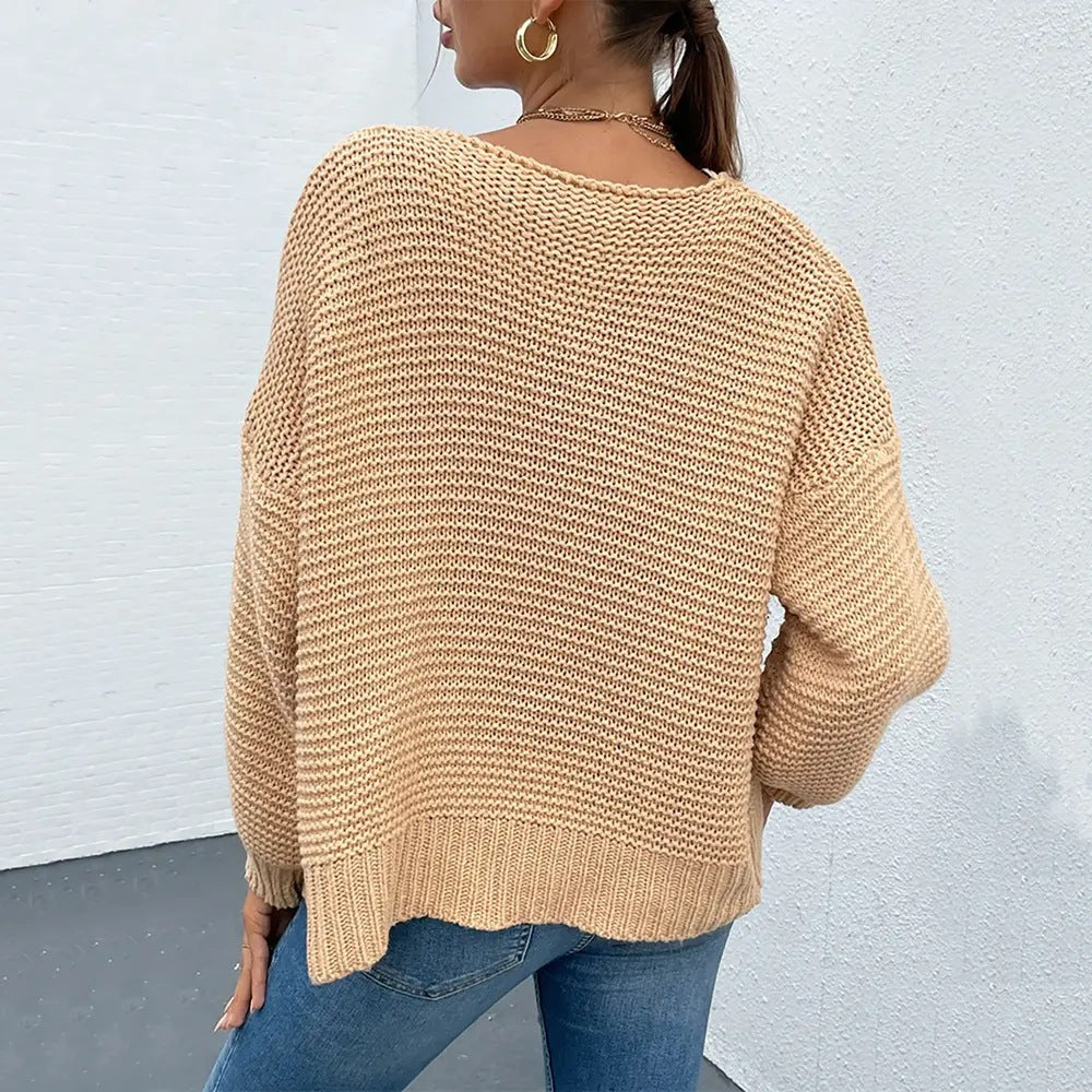 Damen Grobstrick Cardigan mit offenem Schnitt und lässigem Design Fudus